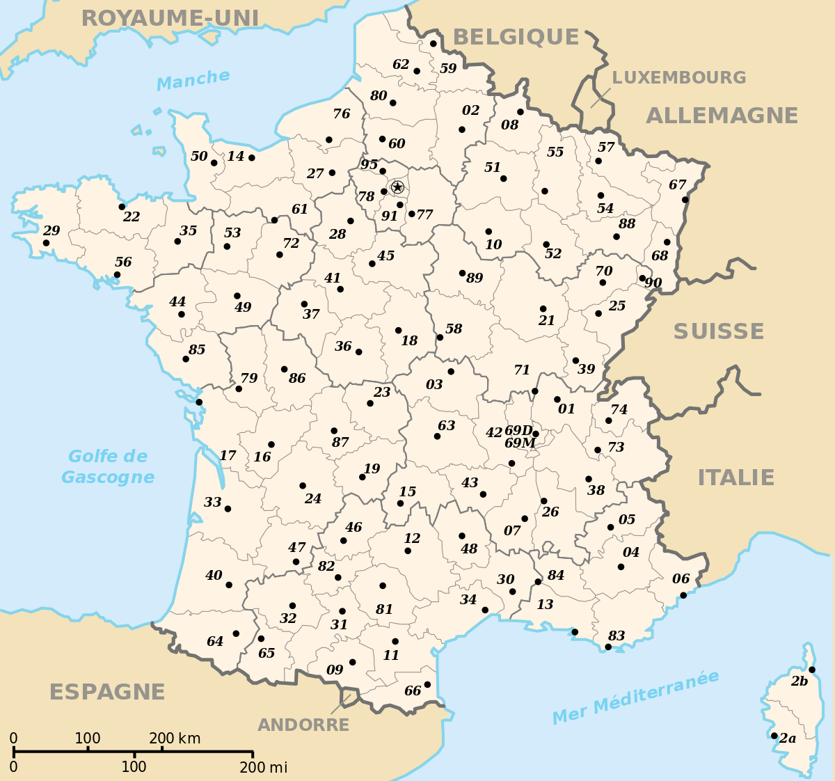 Prefectures In France - Wikipedia concernant Carte Départementale De La France