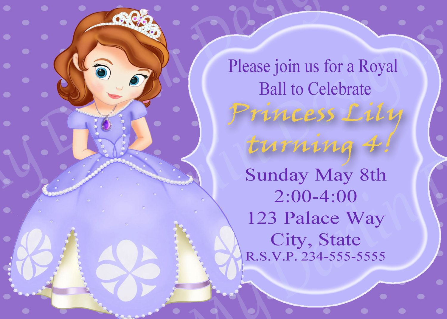 Princess Sofia Digital Invitation. $6.00, Via Etsy destiné Invitation Princesse Sofia