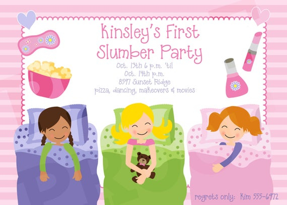 Printable Slumber Party Birthday Printable Invitation Girl pour Carte D Invitation Soirée Pyjama À Imprimer