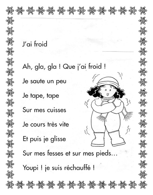 Ps/Ms: J&amp;#039;Ai Froid! | Ecole Heudreville-Sur-Eure à Chansons Thème Hiver