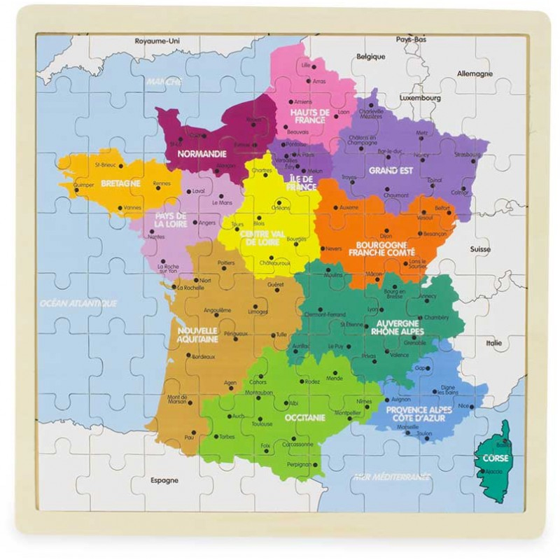 Puzzle En Bois Carte De France - La Dame En Bois - Jeux Et pour Jeux Des Villes De France