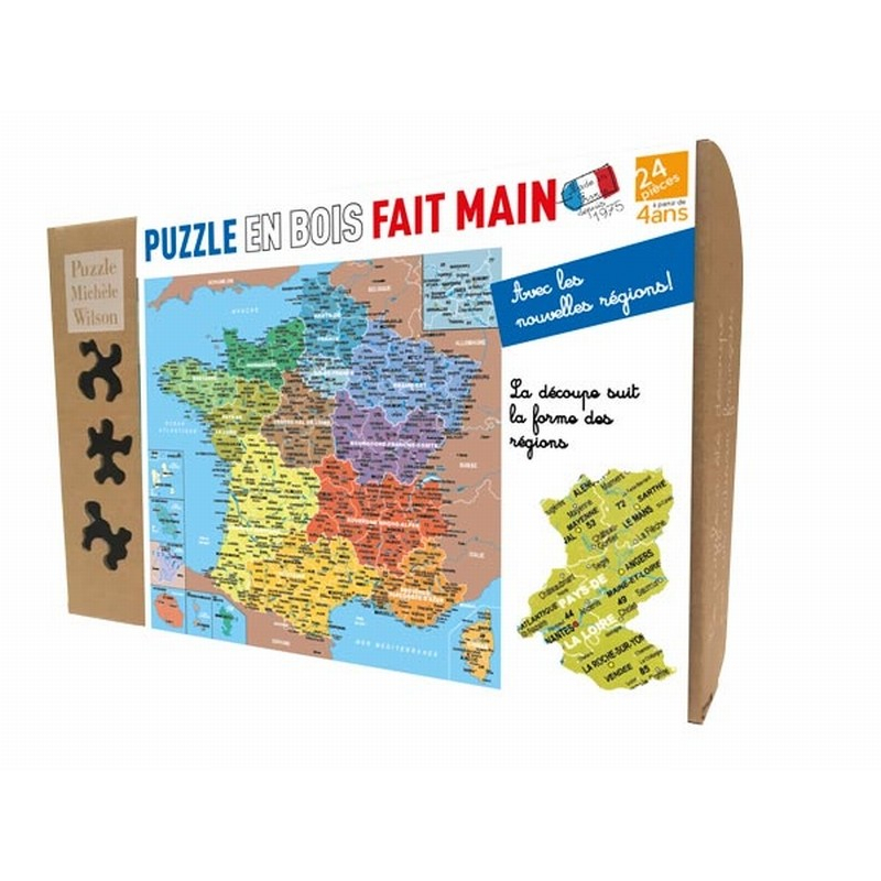 Puzzle En Bois - Carte De France (Régions) - 24 Pièces à Carte De France Pour Enfant