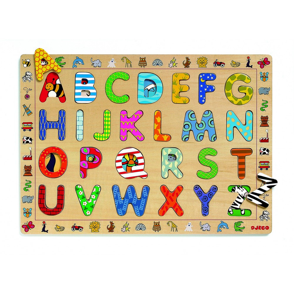 Puzzle En Bois Lettres Multicolore Djeco Jouet Et Loisir intérieur Jouer Chiffres Et Lettres