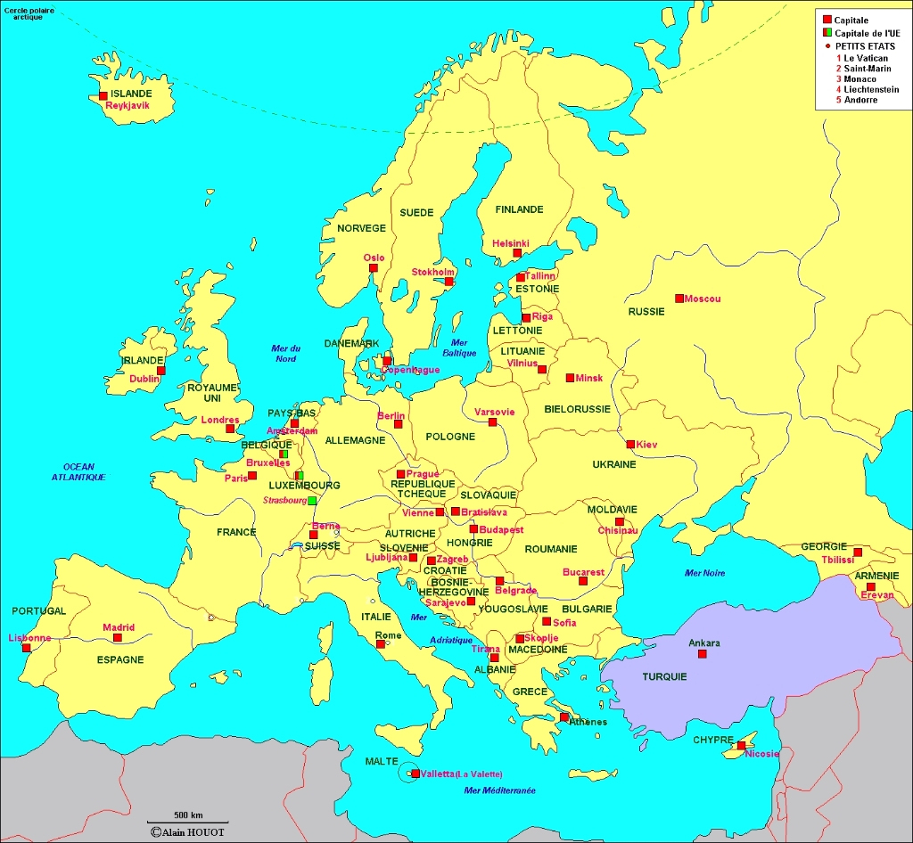 Quiz Sur Les Capitales De L Union Européenne - Primanyc encequiconcerne Carte Europe Pays Et Capitale