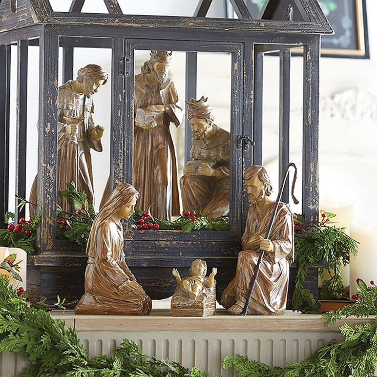 Raz 15&amp;quot; Natural Brown Nativity Set Christmas Figures à Theme Creche