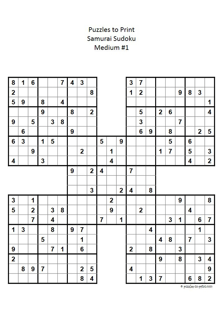 Ready To Print Pdf File For A Medium Difficulty Samurai concernant Sudoku A Imprimer