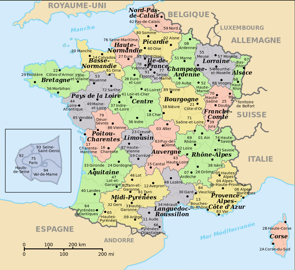 Carte De France Avec Départements Et Préfectures 5779