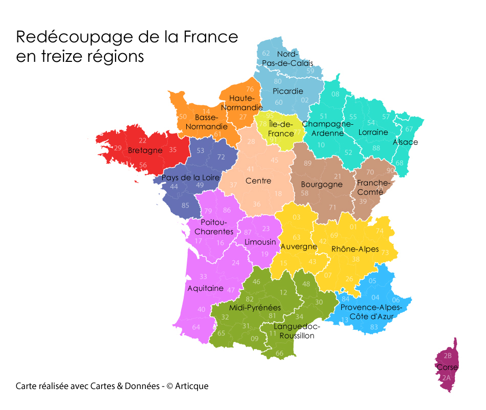 Réforme Territoriale : La Carte De La France Des 13 destiné Les Nouvelles Régions De France