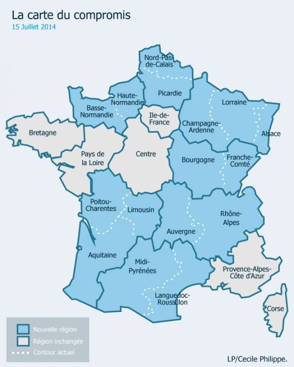 Réforme Territoriale : La Nouvelle Carte À 13 Régions destiné Nouvelles Régions En France