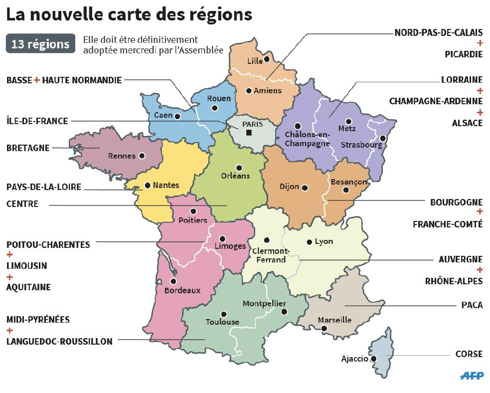 Reforme Territoriale. Le Conseil Constitutionnel Valide La avec Carte Des 13 Régions