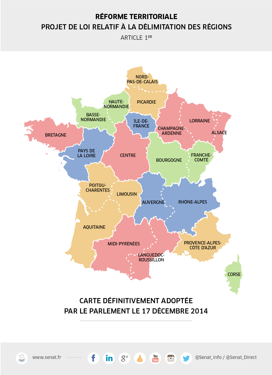 Réforme Territoriale : Vers Une Nouvelle Délimitation Des tout Carte De France Avec Region