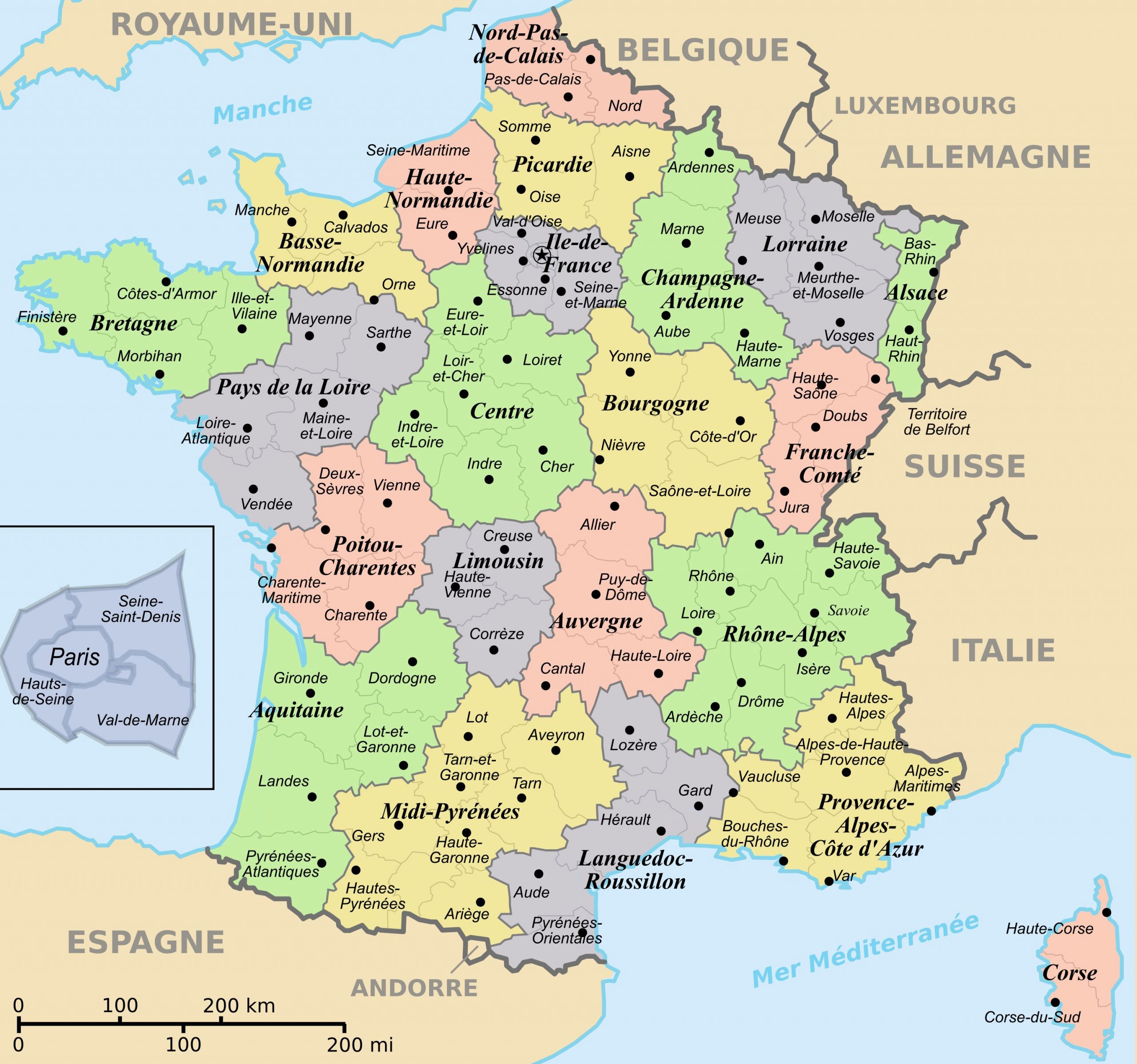 Regions And Departements Map Of France | France Map concernant Carte De France Avec Région Et Département