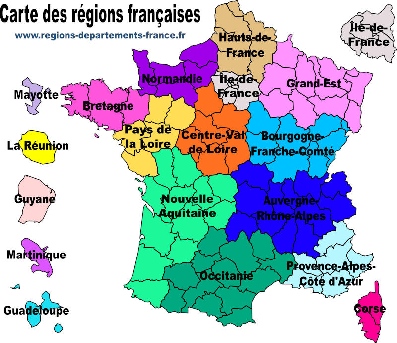 Régions Et Départements Français 2020 destiné Carte De France Et Ses Régions