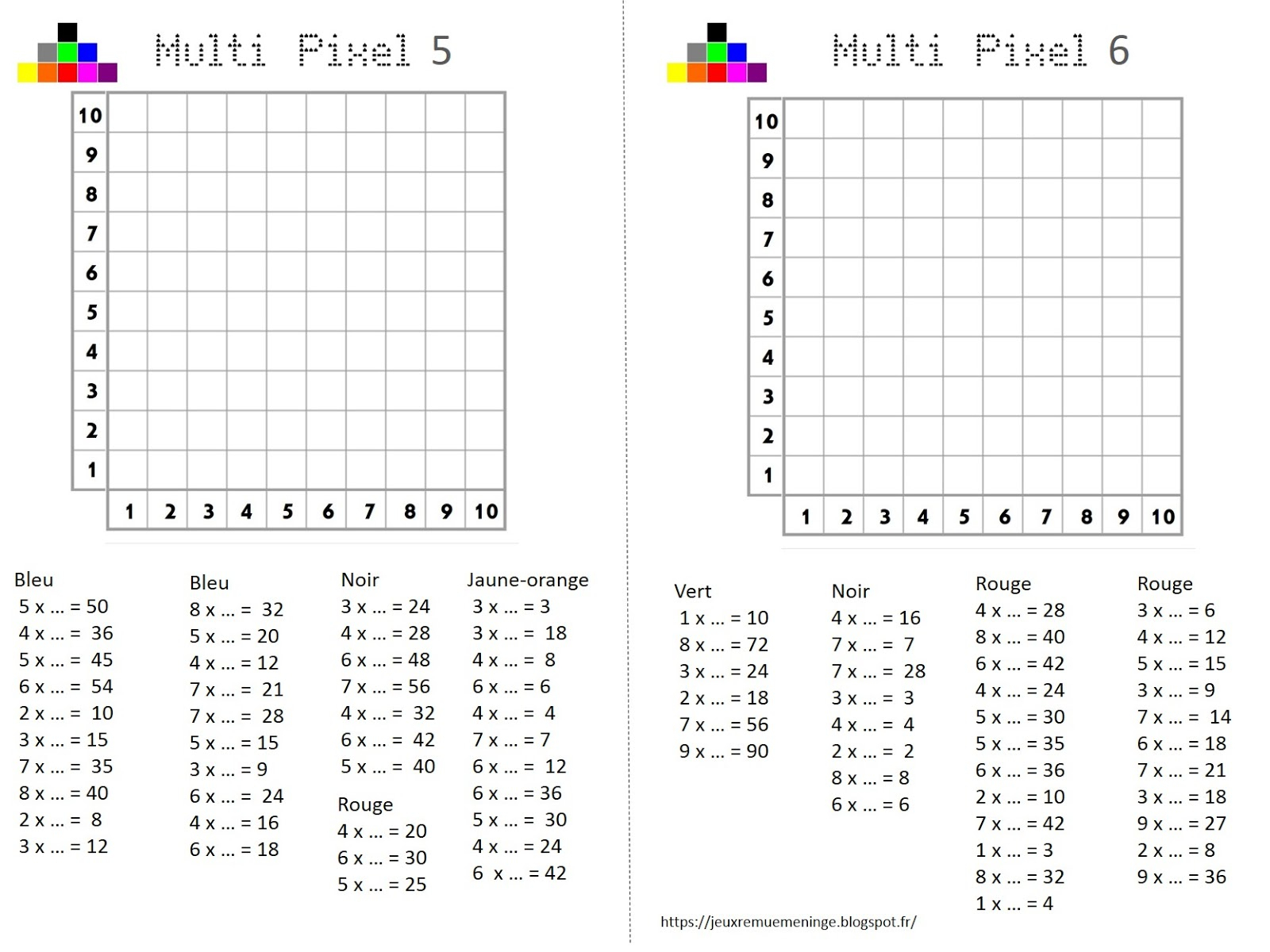 Remue Méninge: Multi Pixels 2 concernant Tables De Multiplication Jeux À Imprimer