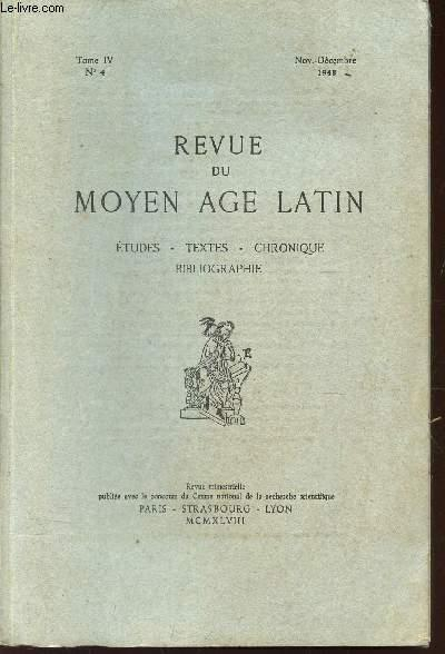 Revue Du Moyen Age Latin / Tome Iv - N°4 - Nov-Decembre concernant Mot Moyen Age