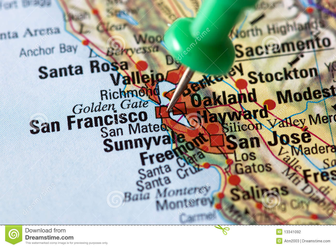 San Francisco Sur La Carte Photo Stock. Image Du Carte avec Carte De Fra