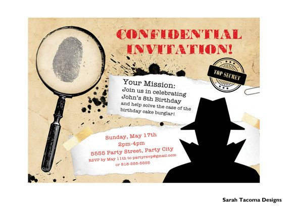 Secret Agent Spy Birthday Party Invitation. Customized serapportantà Carte Invitation Anniversaire Agent Secret