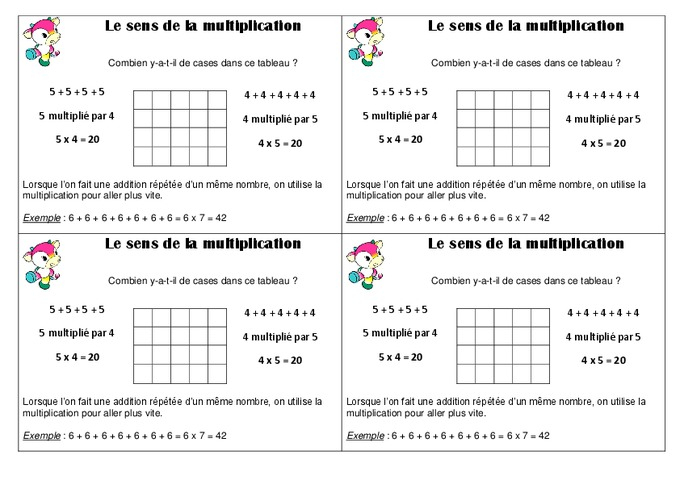 Sens De La Multiplication - Ce1 - Leçon - Pass Education à Exercice Multiplication Ce1 En Ligne