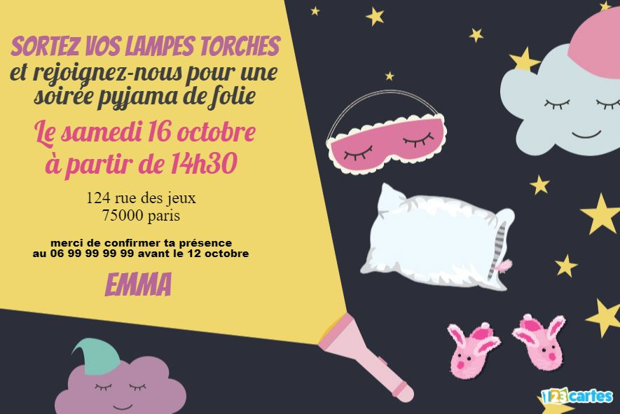 Sortez Les Lampes Torches - Invitation Soirée Pyjama tout Carte D Invitation Soirée Pyjama À Imprimer