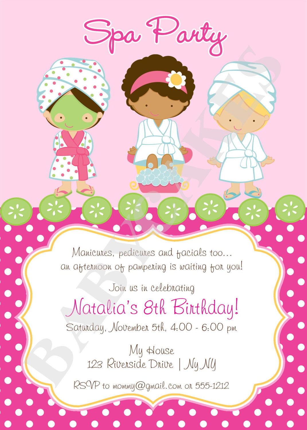 Spa Party Invitation Diy Print Your Own Matching By à Salon Be Happy Invitation