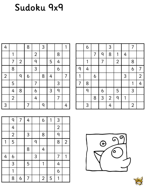 Sudoku 9X9 N°8 Pour Enfant À Imprimer intérieur Sudoku Animaux À Imprimer