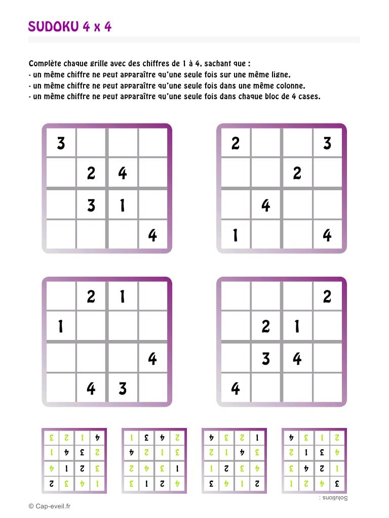 Sudoku Enfant - Fichier Pdf Encequiconcerne Sudoku Pour intérieur Sudoku A Imprimer