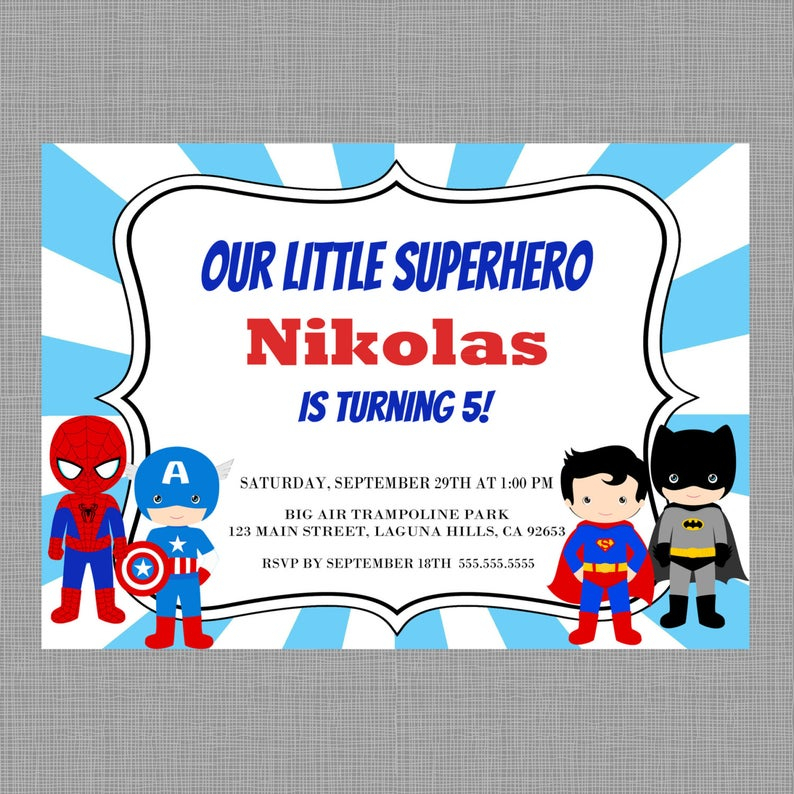 Super-Héros Anniversaire Invitation Invitation De Super | Etsy tout Carte Invitation Anniversaire Captain America