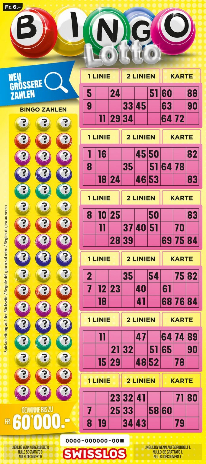 Swisslos | Billets | Bingo Lotto - Gagner Jusqu&amp;#039;À 60&amp;#039;000 dedans Billet À Imprimer Pour Jouer