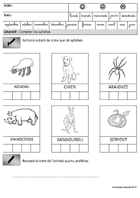Syllabes - Phonologie - Maternelle - Grande Section - Gs avec Fiche Maternelle Grande Section