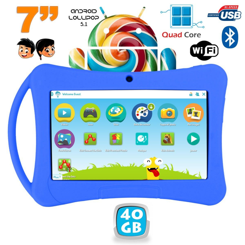 Tablette Enfant 7 Pouces Android 5.1 Bluetooth Quad Core pour Tablette Voiture Enfant
