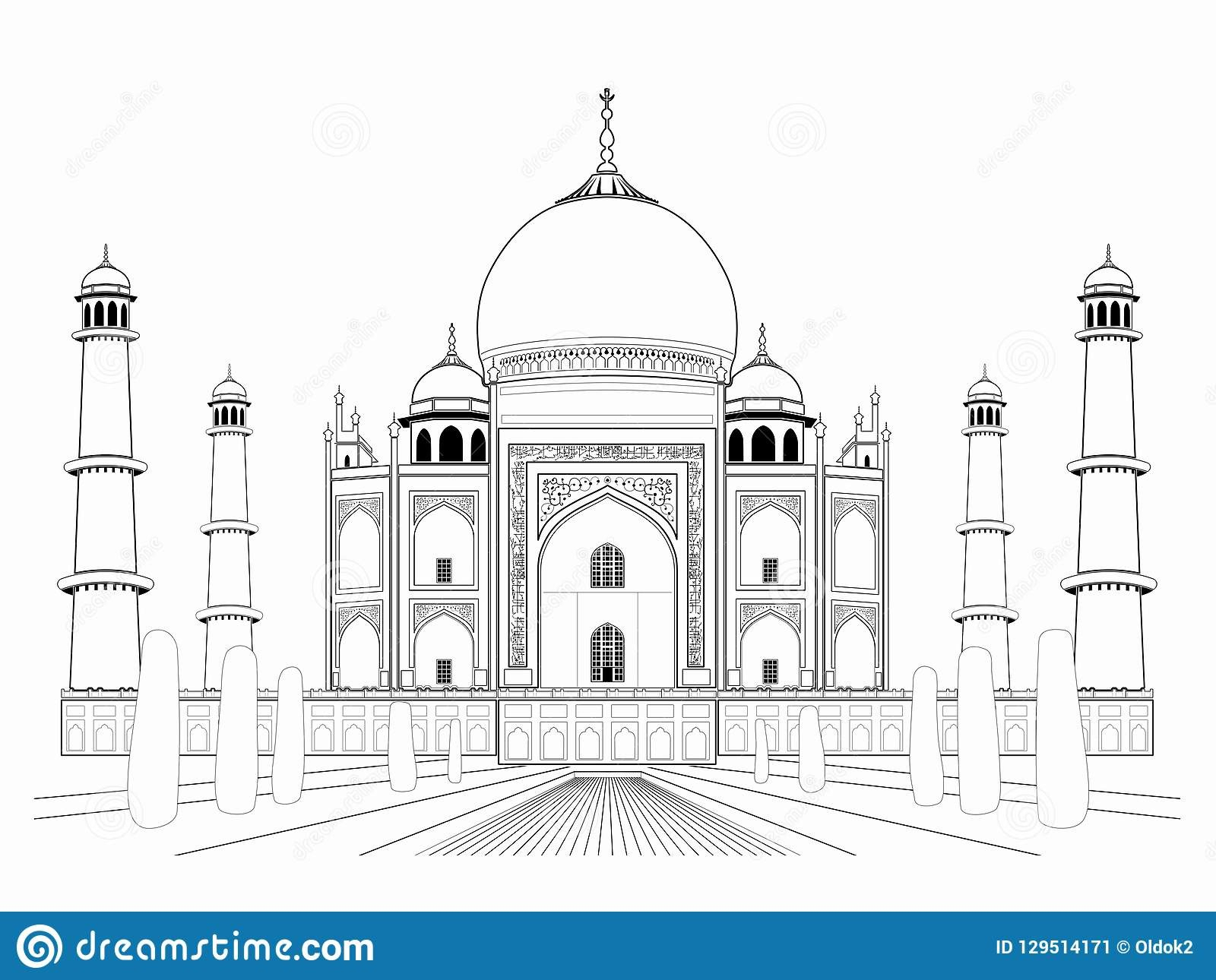 Taj Mahal Vector At Vectorified | Collection Of Taj destiné Dessin Taj Mahal