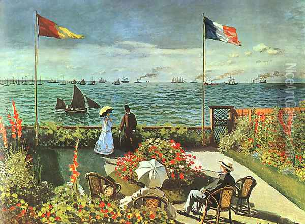 Terrace At The Seaside, Sainte-Adresse Oil Painting pour Terrace At Sainte Adresse