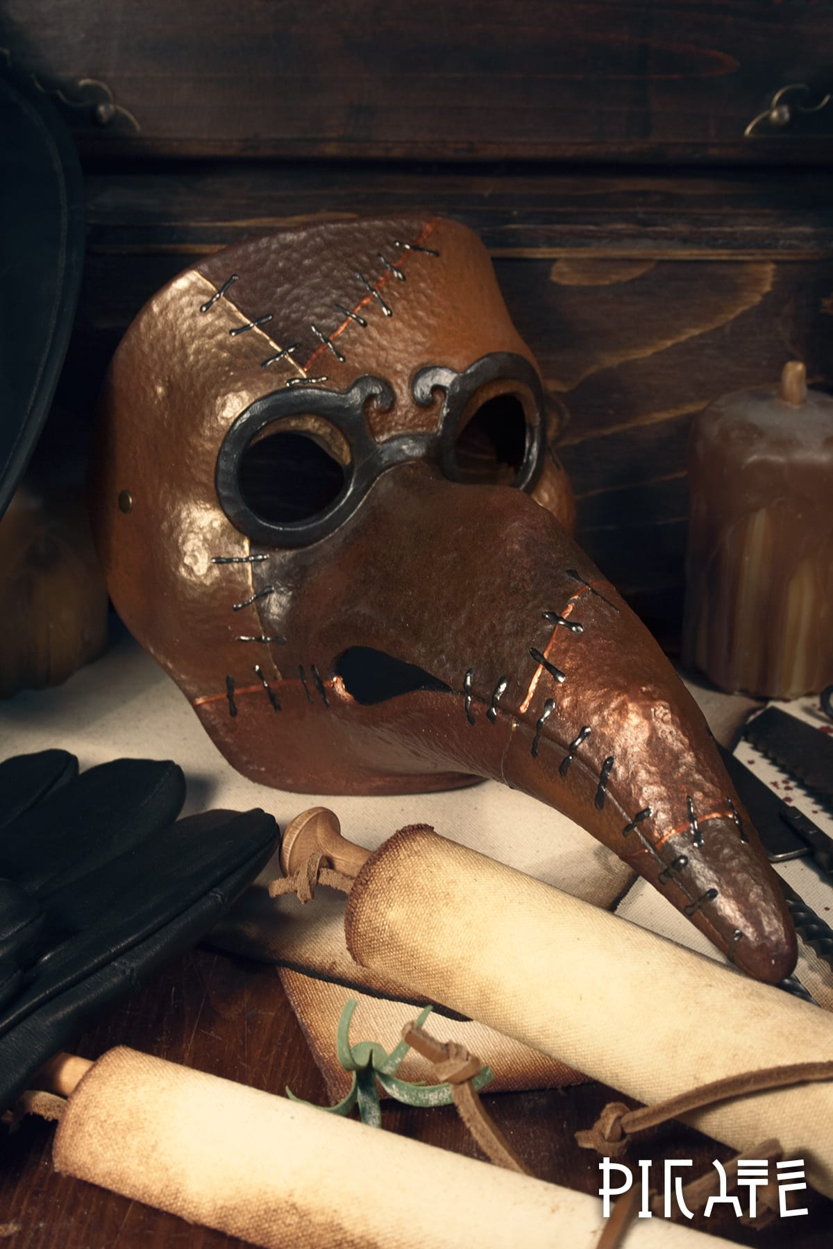 Theatre Mask - Patched Plague Doctor - Atelier Pirate serapportantà Atelier Pirate