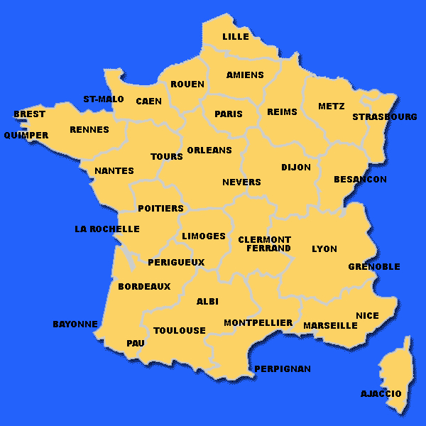 Tourisme En France - Carte Des Villes Principales avec Carte Et Ville De France