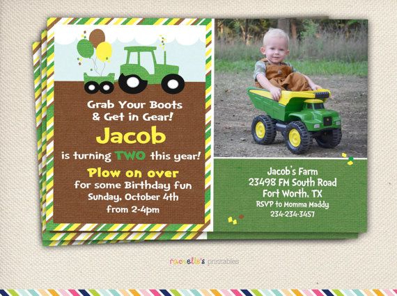 Tracteur Vert Birthday Party Invitation Et Cartes De concernant Carte Invitation Tracteur