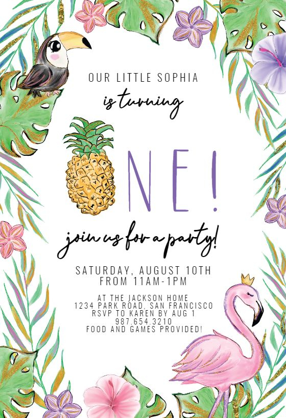 Tropical Pineapple - Birthday Invitation Template (Free intérieur Birthday Invitation Ecards Free