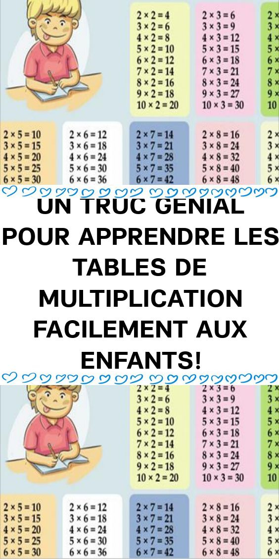 Un Truc Génial Pour Apprendre Les Tables De Multiplication tout Apprendre Table De Multiplication Facilement