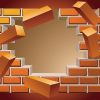 Vector Broken Brick Wall Background Explosion, Brick, Wall intérieur Casse Brick
