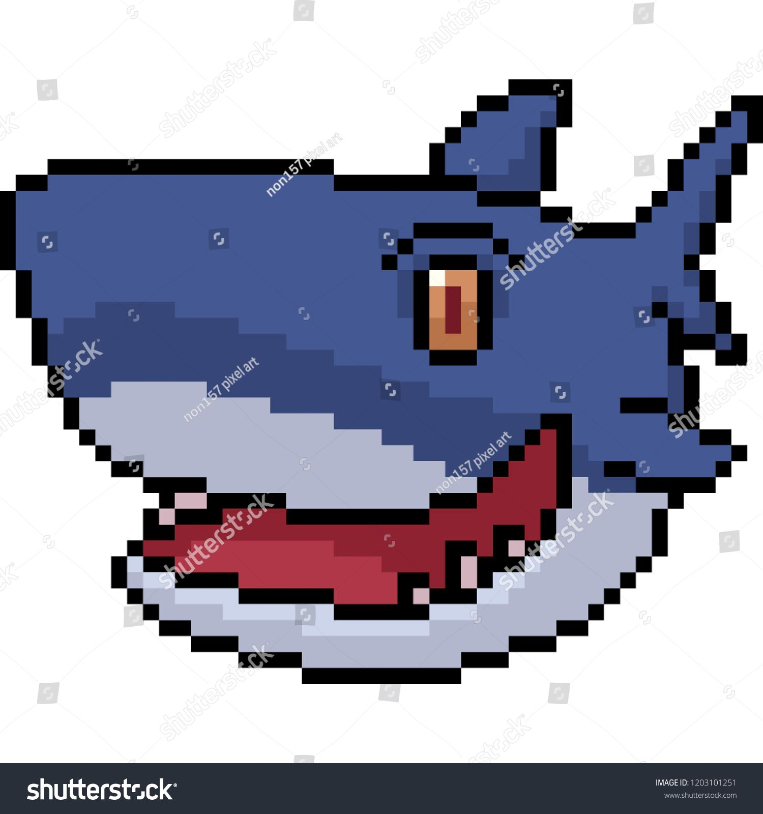 Vector Pixel Art Shark Happy Isolated Cartoonart#Pixel# concernant Pixel Art Requin