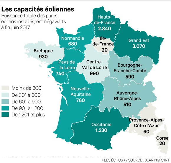 Vents Et Territoires: En France, L&amp;#039;Éolien S&amp;#039;Installe serapportantà Carte Des Départements De France 2017