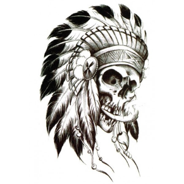 Very Big Indian Skull Temporary Tattoo 21 Cm serapportantà Dessin Tete De Mort Tribal