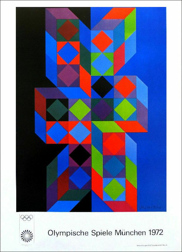 Victor Vasarely 1978 Offset Lithograph Poster Art 16 X 11 destiné Vasarely Oeuvres Connues