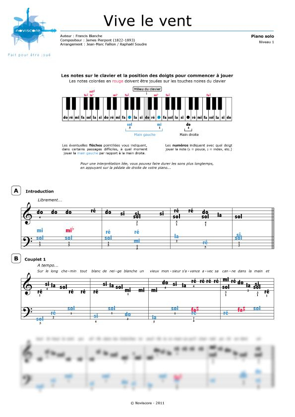 Vive Le Vent | Piano Gratuit, Partition Piano Gratuite destiné Chanson De Noel Gratuit