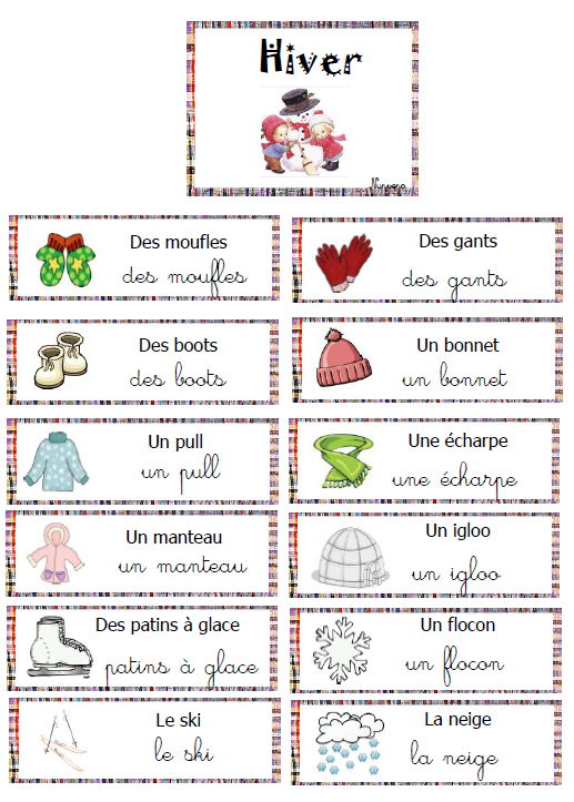 Vocabulaire - L&amp;#039;Hiver | Vocabulaire, Hiver Et Saisons concernant Lexique Cp