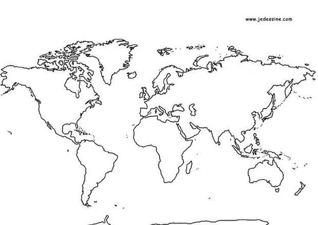 Voici Le Coloriage D'Un Planisphère, Le Fond De Carte Du à Carte Du Monde En Noir Et Blanc À Imprimer