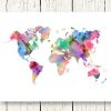 Watercolor World Map Download Colorful Large Wall Art destiné Dessin Mappemonde
