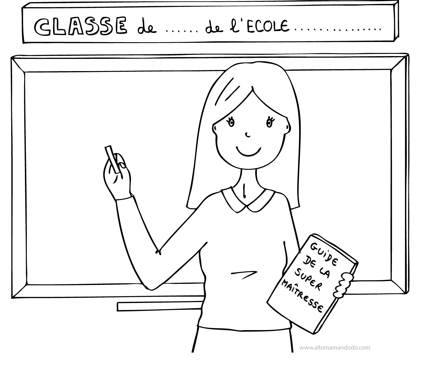 Offrir un petit cadeau à sa maîtresse d'école. Carte "Merci Maitresse" et "Merci Maître" à imprimer et colorier - Allo