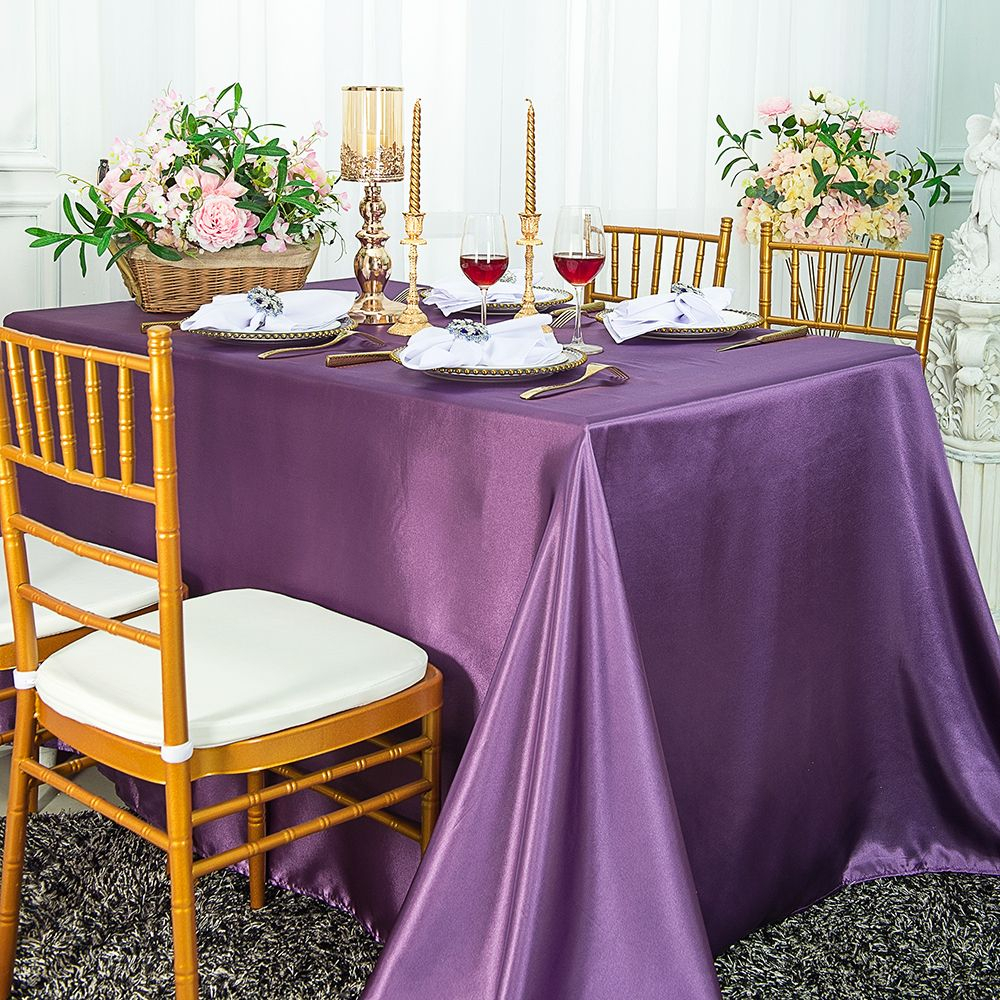 90X156 Rectangle Satin Banquet Tablecloth - Wisteria dedans Rectangle Tablecloth