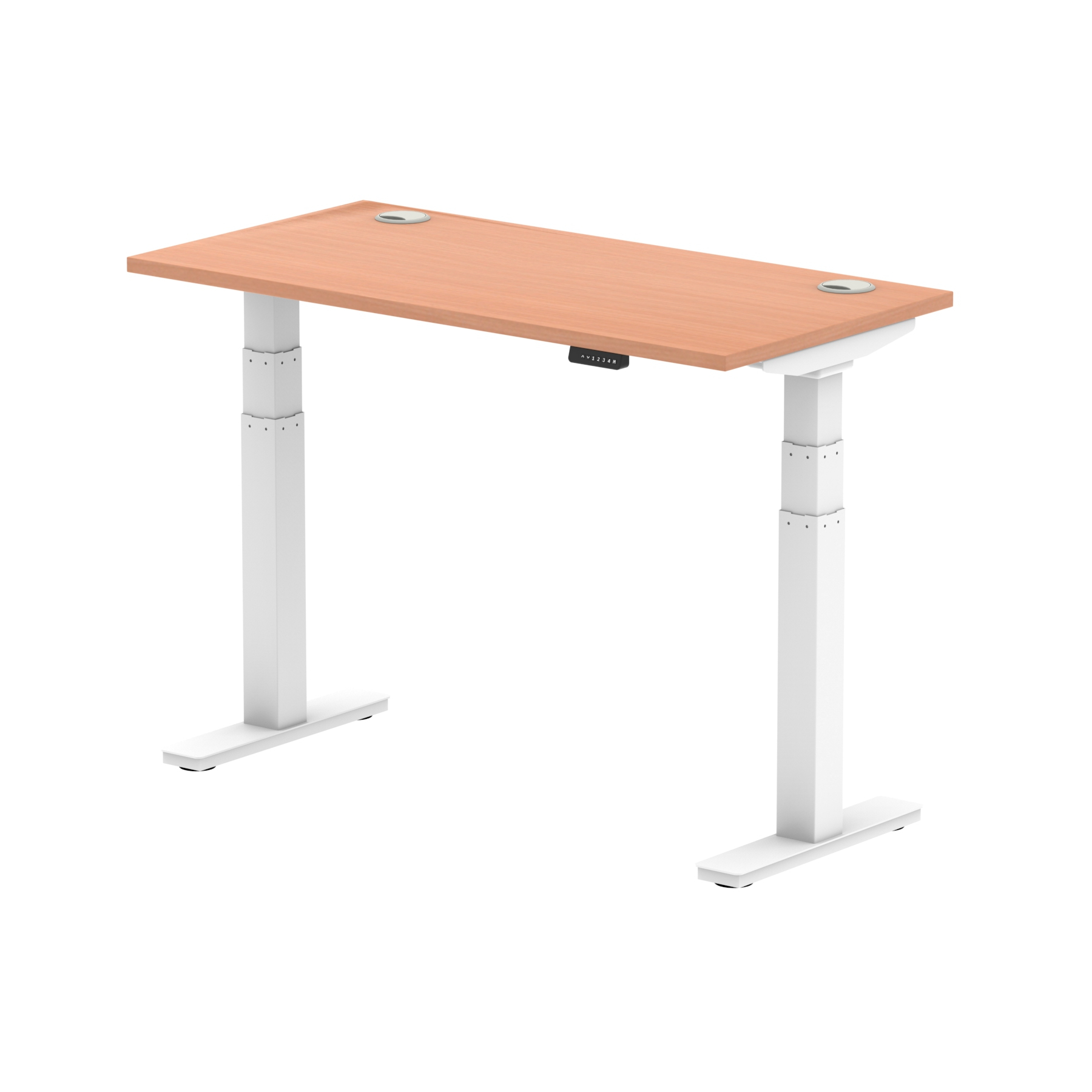 Air 1200 X 600Mm Height Adjustable Desk Beech Top Cable tout Height Adjustable Desk India