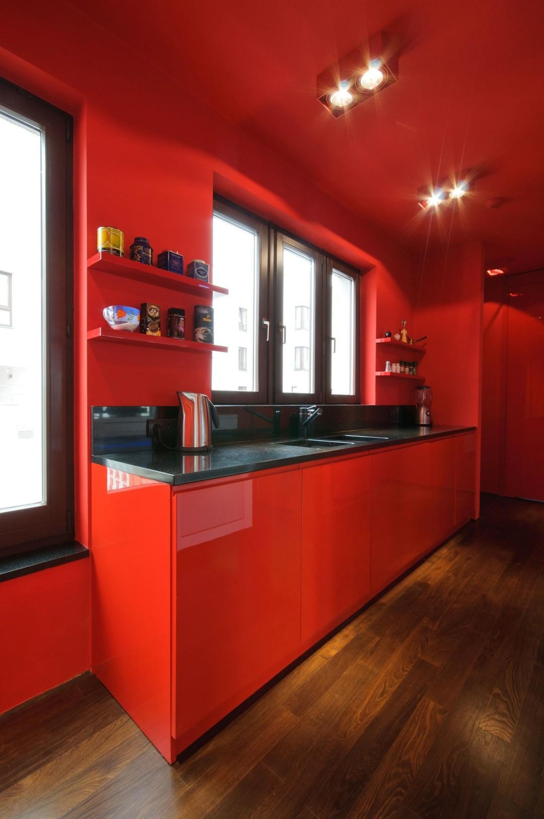 Archaic Modular Kitchen Design Ideas Parallel Red destiné Red Modular Kitchen